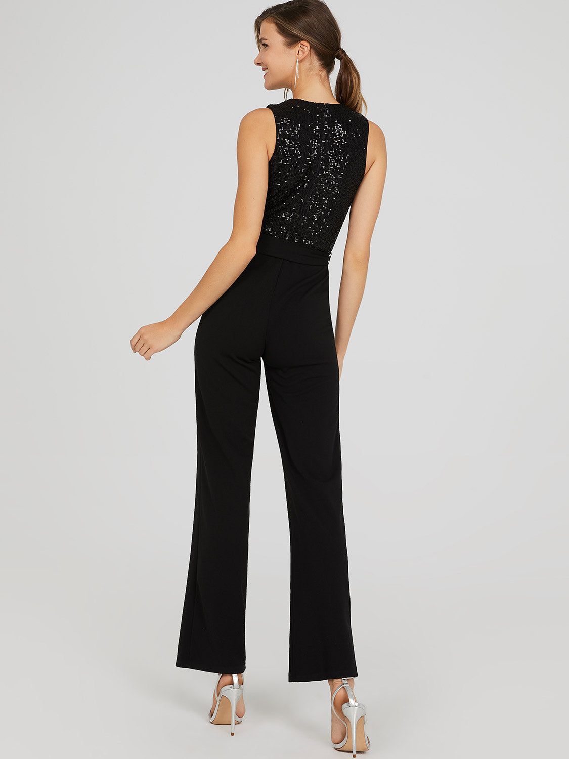 Sequin Wide Leg Occasion Jumpsuit sold by Suzy Shier product image thumbnail 4