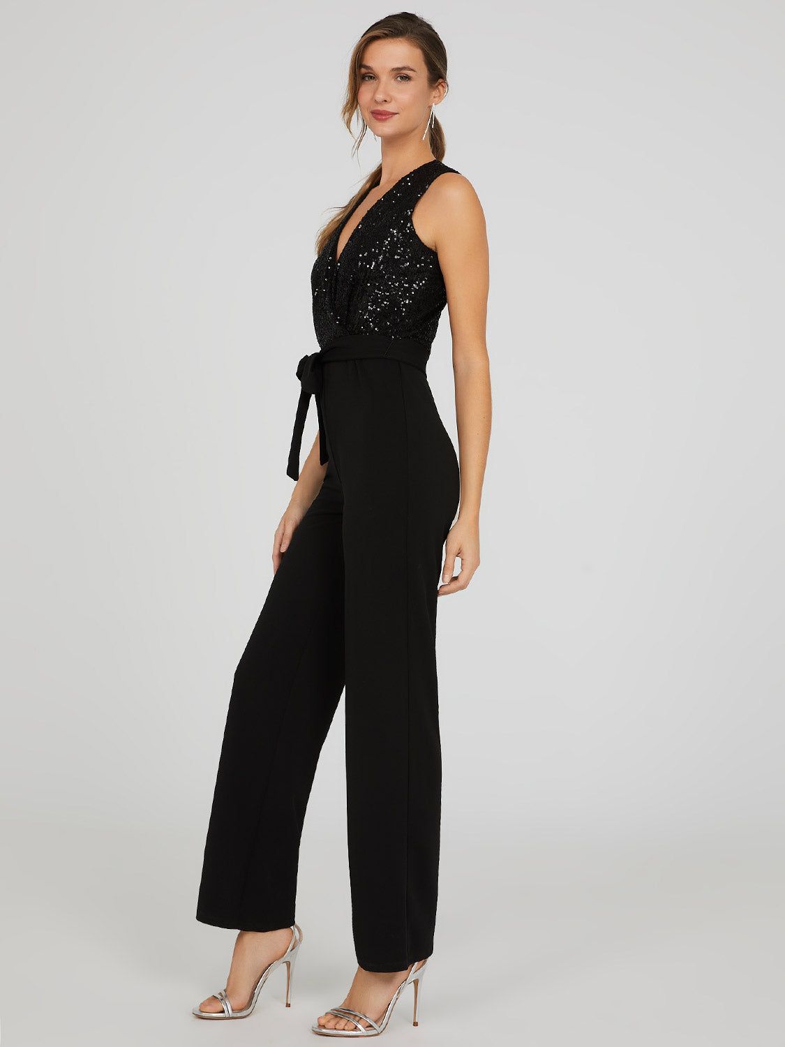 Sequin Wide Leg Occasion Jumpsuit sold by Suzy Shier product image thumbnail 3