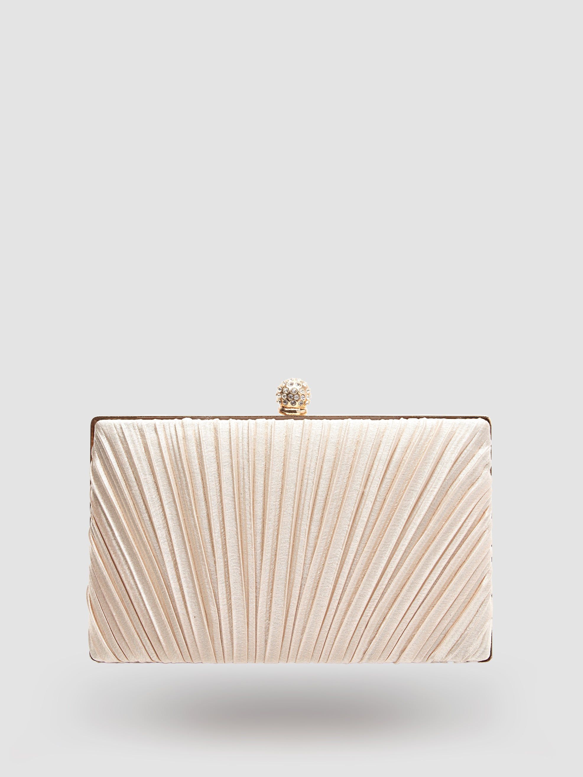 Pleated Satin Minaudiere With Jewel Top Closure sold by Suzy Shier product image thumbnail 4