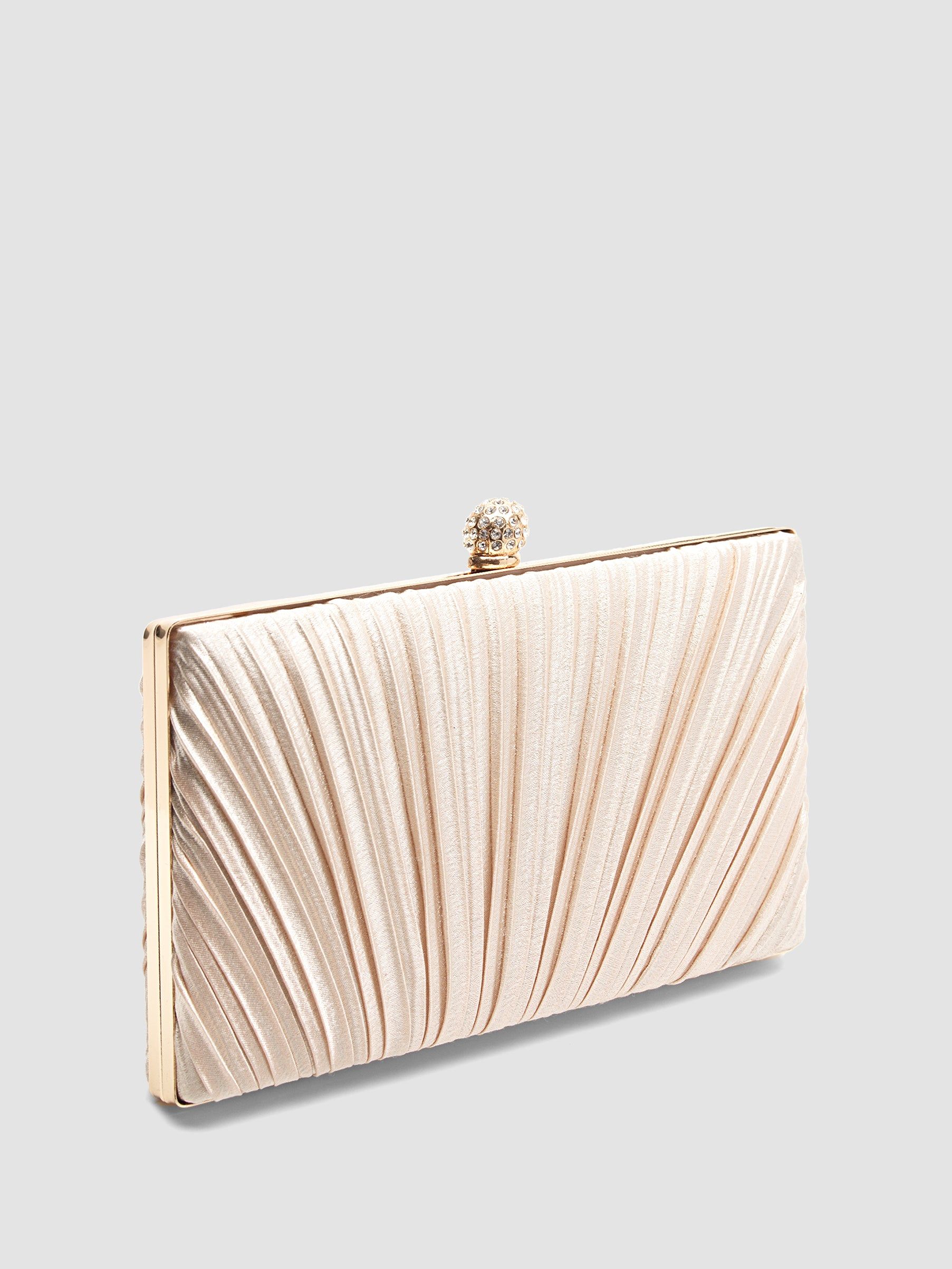 Pleated Satin Minaudiere With Jewel Top Closure sold by Suzy Shier product image thumbnail 5