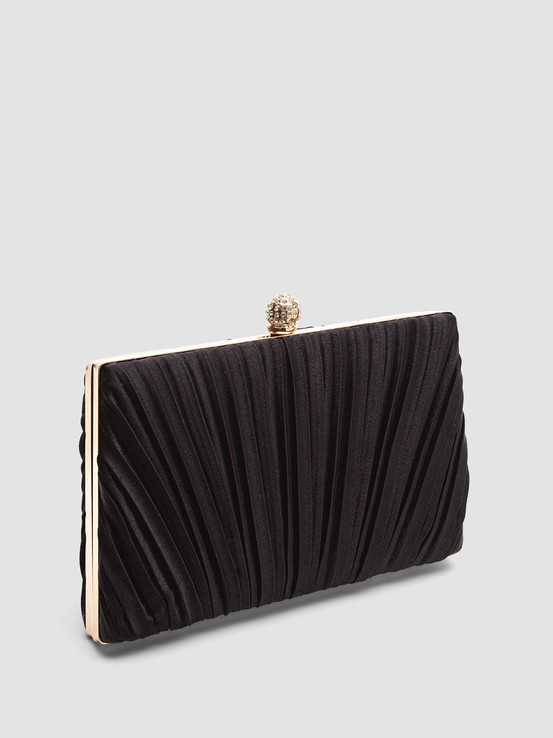 Pleated Satin Minaudiere With Jewel Top Closure sold by Suzy Shier product image thumbnail 2