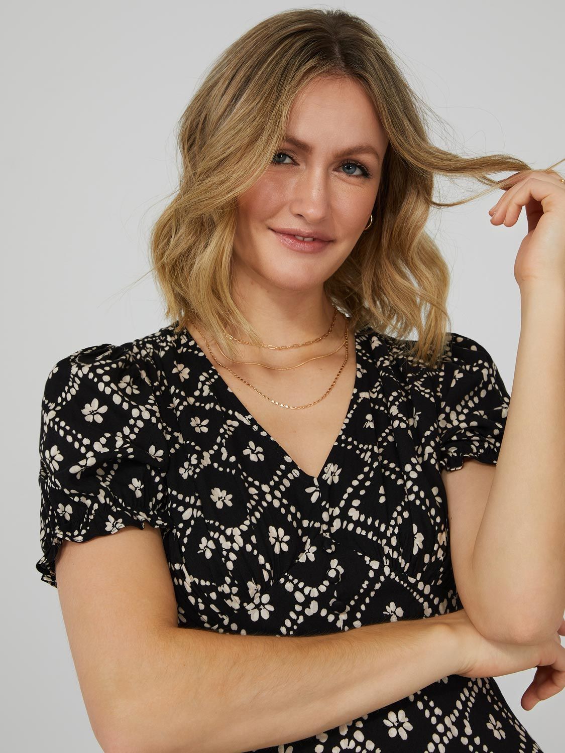 Printed High-Low Dress With Empire Waist sold by Suzy Shier product image thumbnail 2