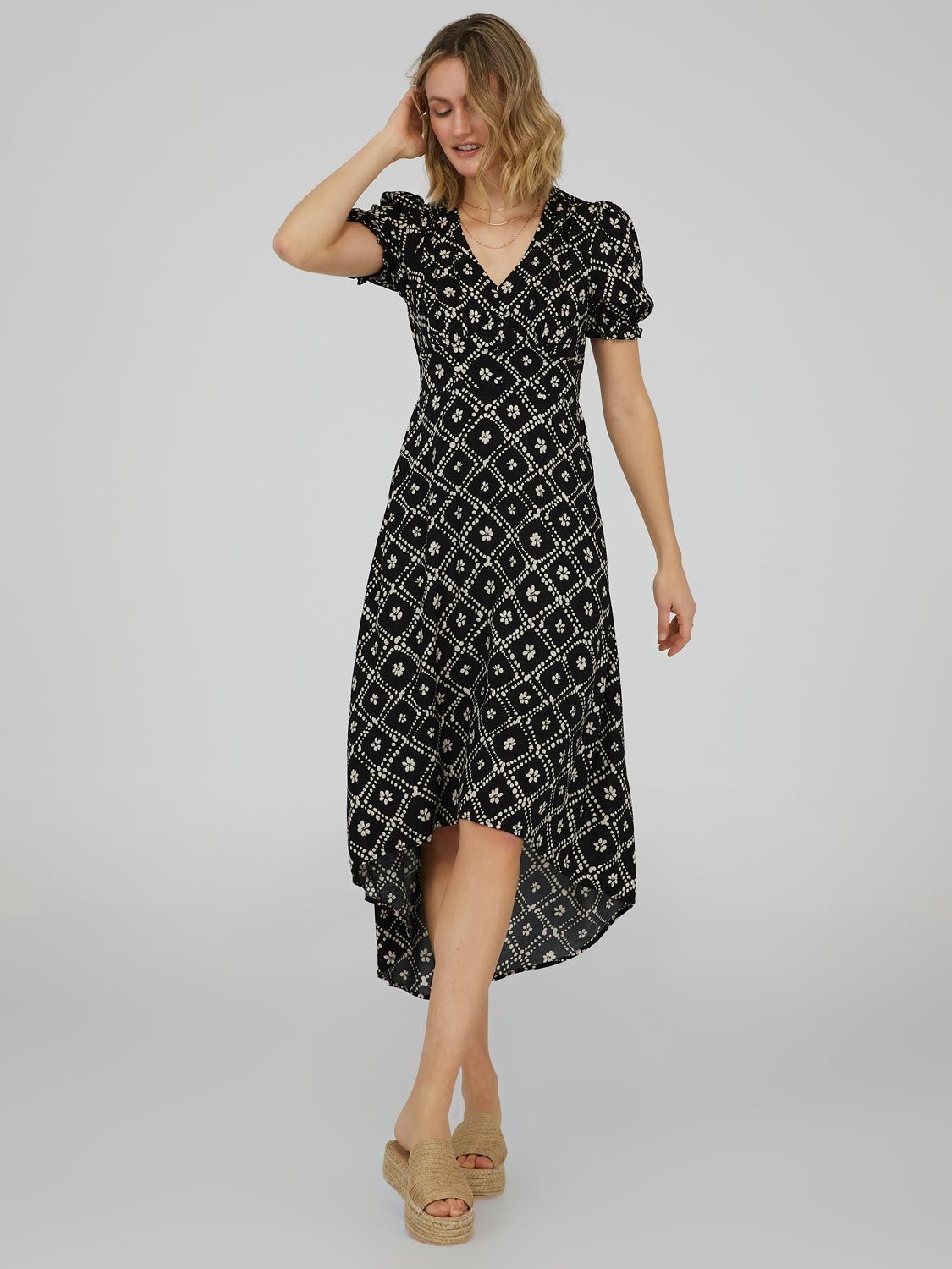 Printed High-Low Dress With Empire Waist sold by Suzy Shier product image thumbnail 3