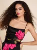 Satin Floral Print Cowl Neck Wide Leg Cullotte Jumpsuit sold by Suzy Shier