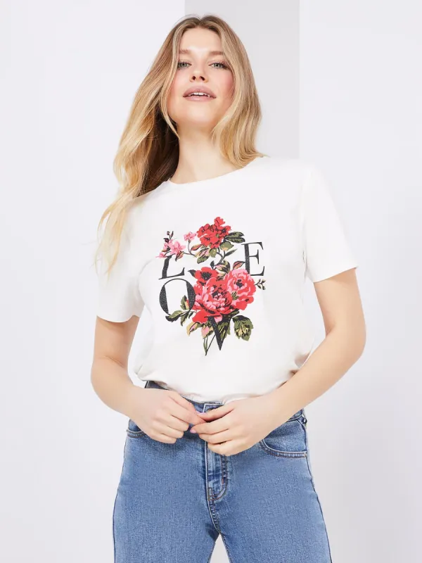 Embellished "Love" Graphic T-Shirt sold by Suzy Shier