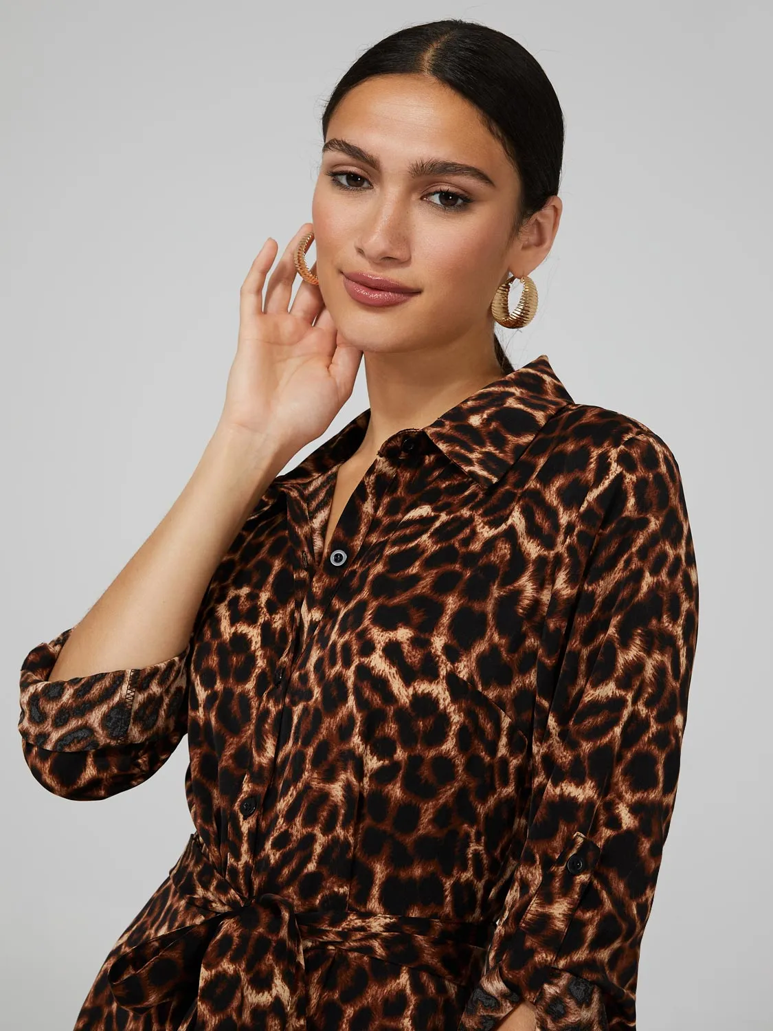 Printed Button-Front Maxi Shirt Dress sold by Suzy Shier product image thumbnail 2