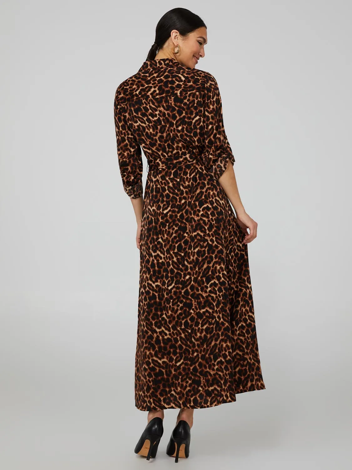 Printed Button-Front Maxi Shirt Dress sold by Suzy Shier product image thumbnail 5