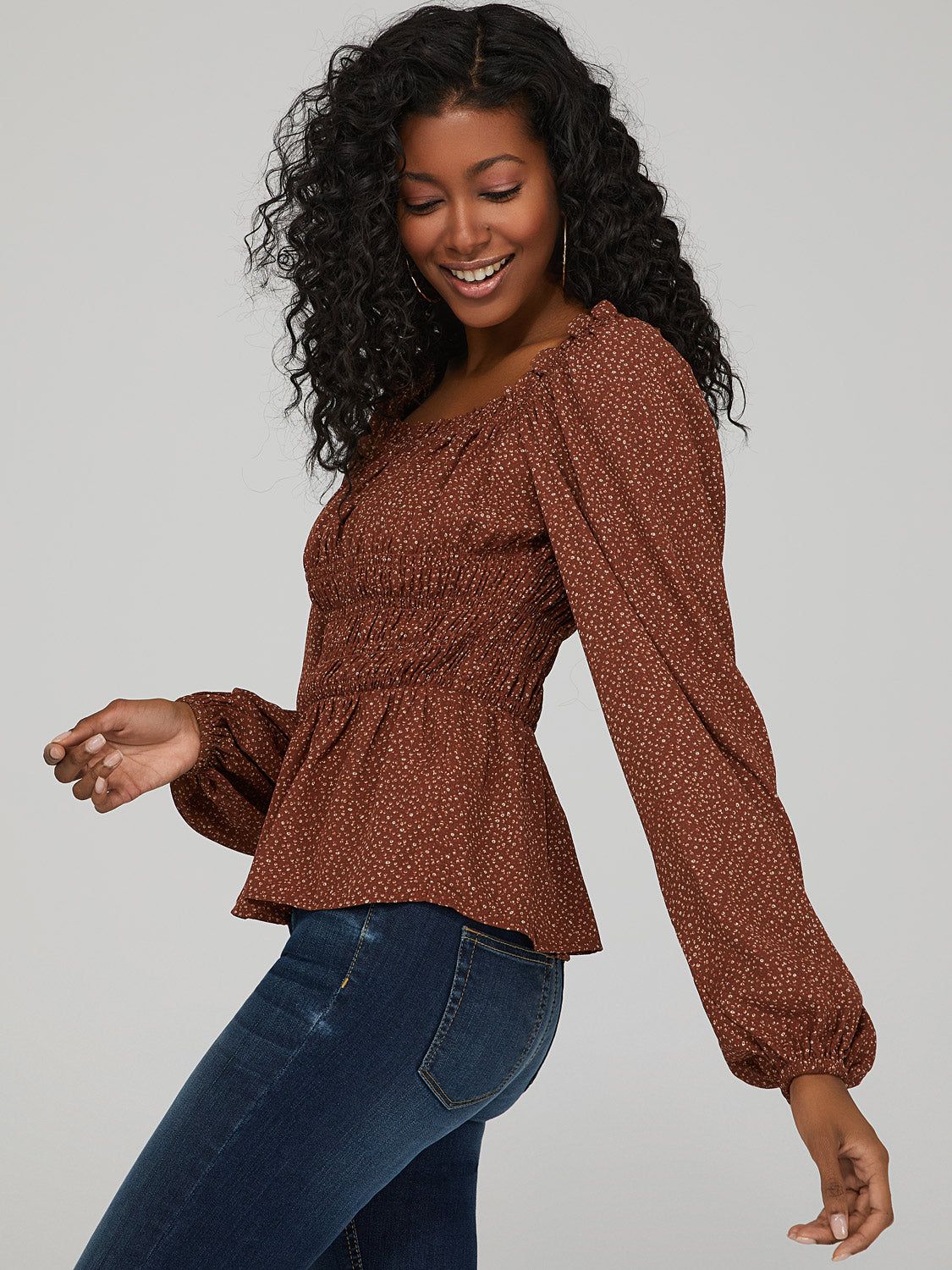 Printed Puff Sleeve Top sold by Suzy Shier product image thumbnail 4