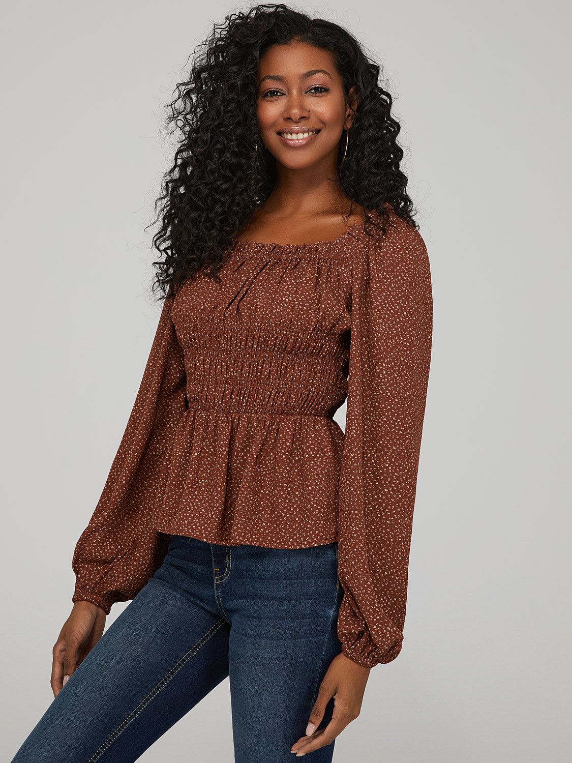 Printed Puff Sleeve Top sold by Suzy Shier product image thumbnail 3