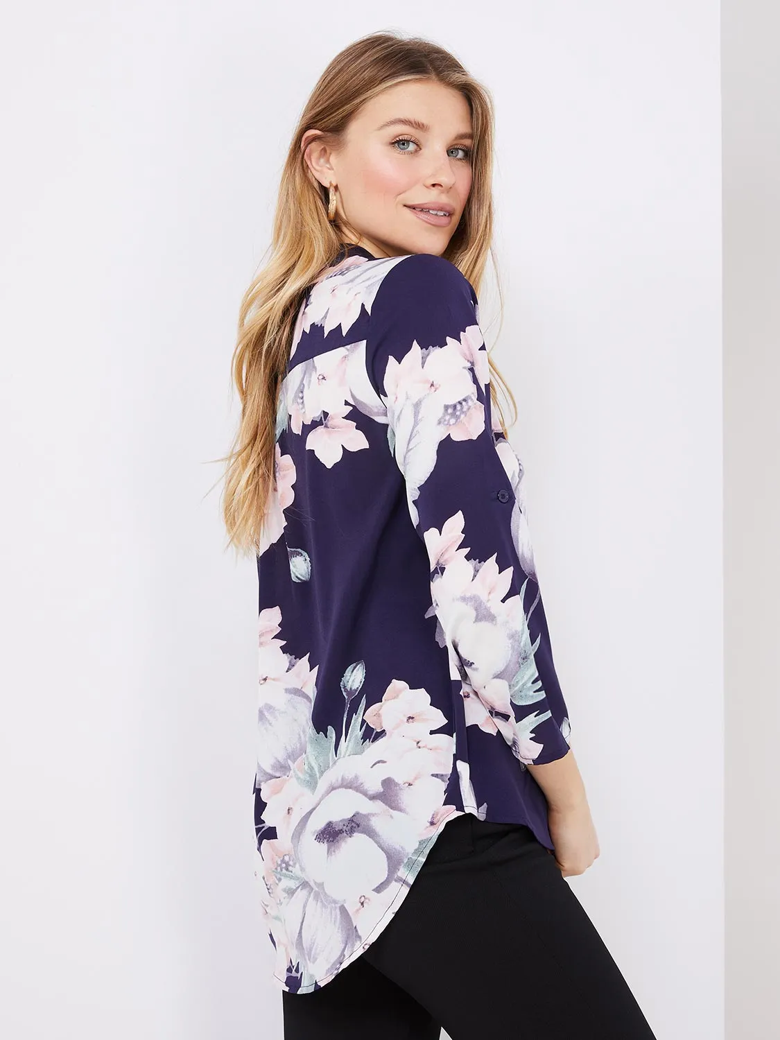 Floral Print Split Neck Blouse sold by Suzy Shier product image thumbnail 4