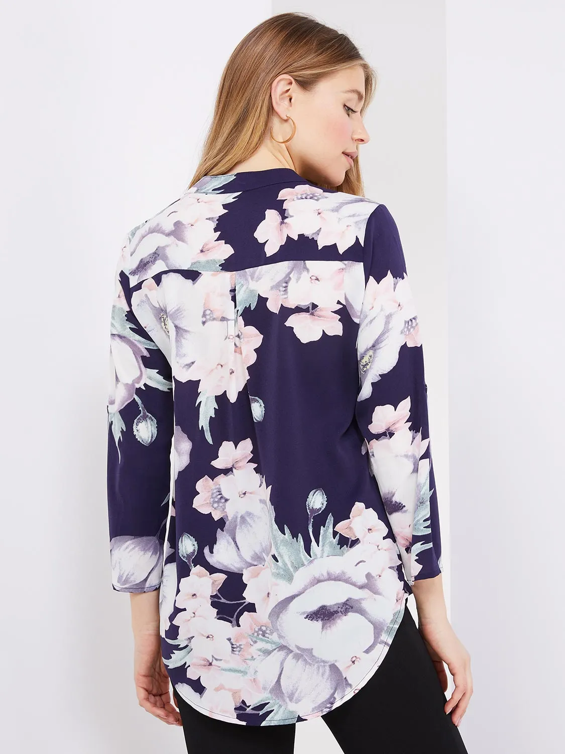 Floral Print Split Neck Blouse sold by Suzy Shier product image thumbnail 5