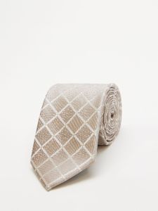 Tonal Checkered Pattern Tie sold by Suzy Shier
