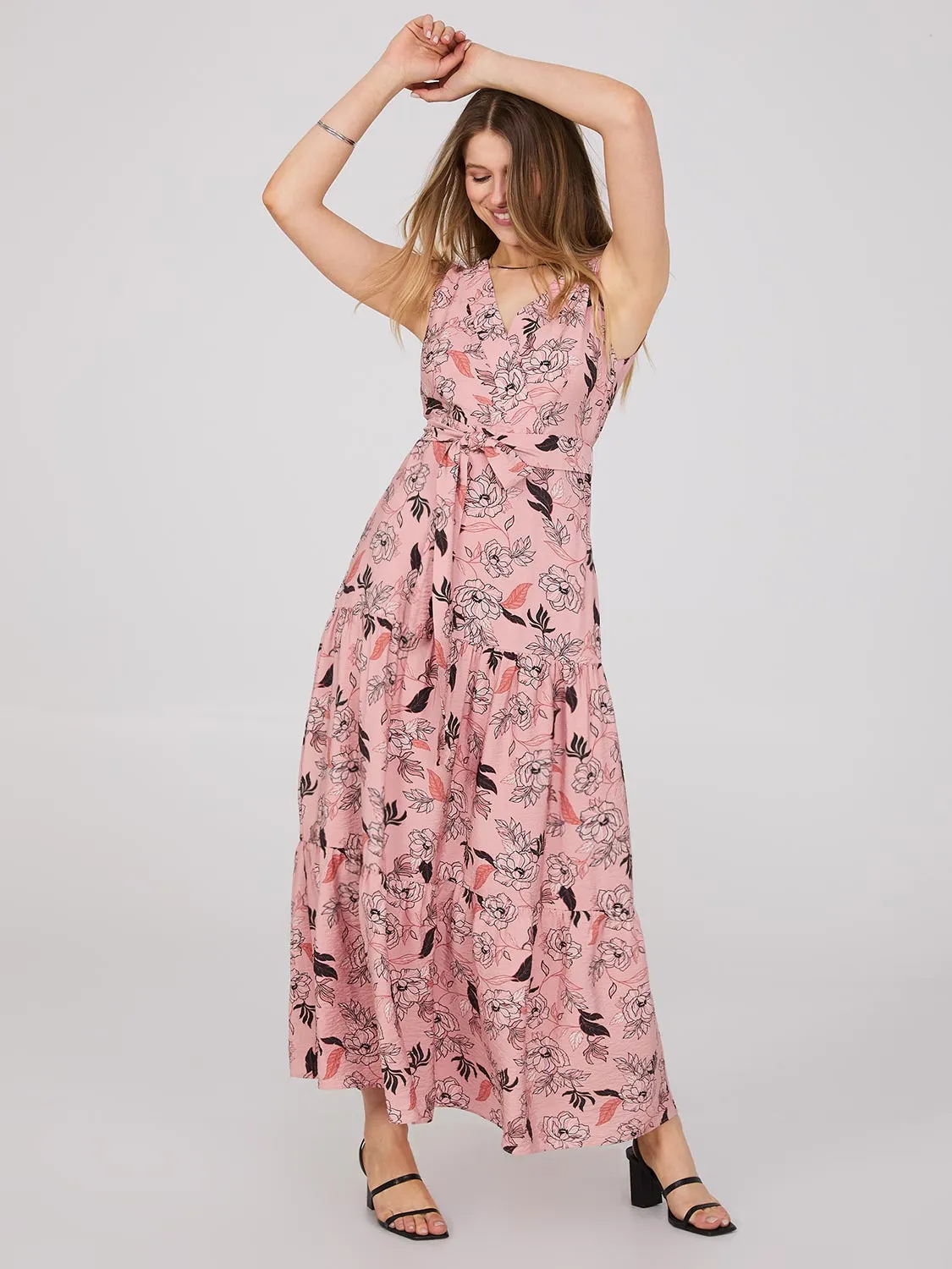 Printed Cross-Front Satin Maxi Dress sold by Suzy Shier product image thumbnail 2