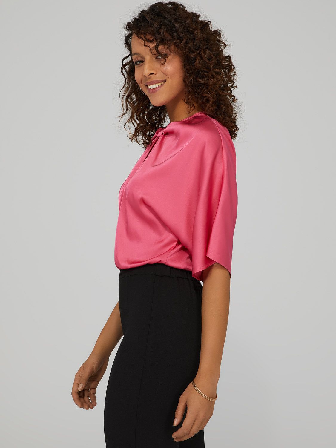 Knot-Front Cut Out Satin Top sold by Suzy Shier product image thumbnail 4