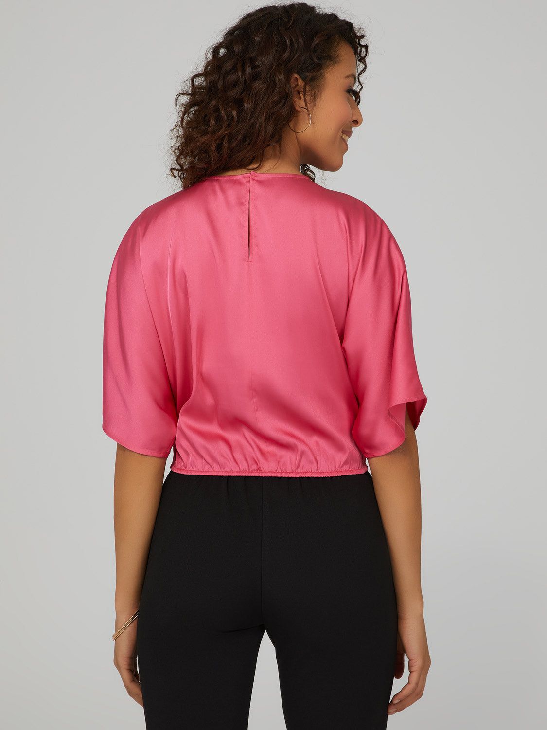 Knot-Front Cut Out Satin Top sold by Suzy Shier product image thumbnail 5