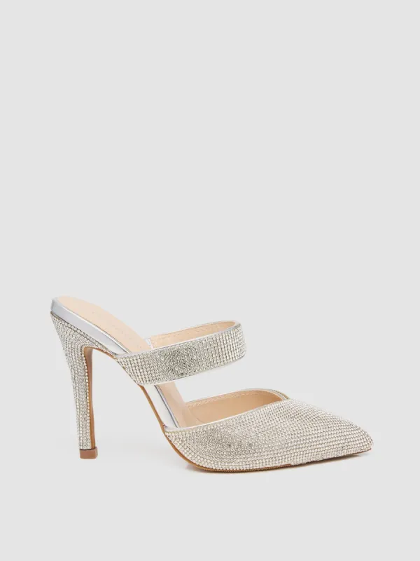 Jewelled Pointed Toe Slip On High Heel sold by Suzy Shier