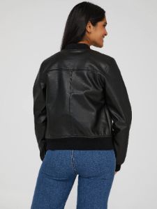 Faux Leather Bomber Jacket sold by Suzy Shier
