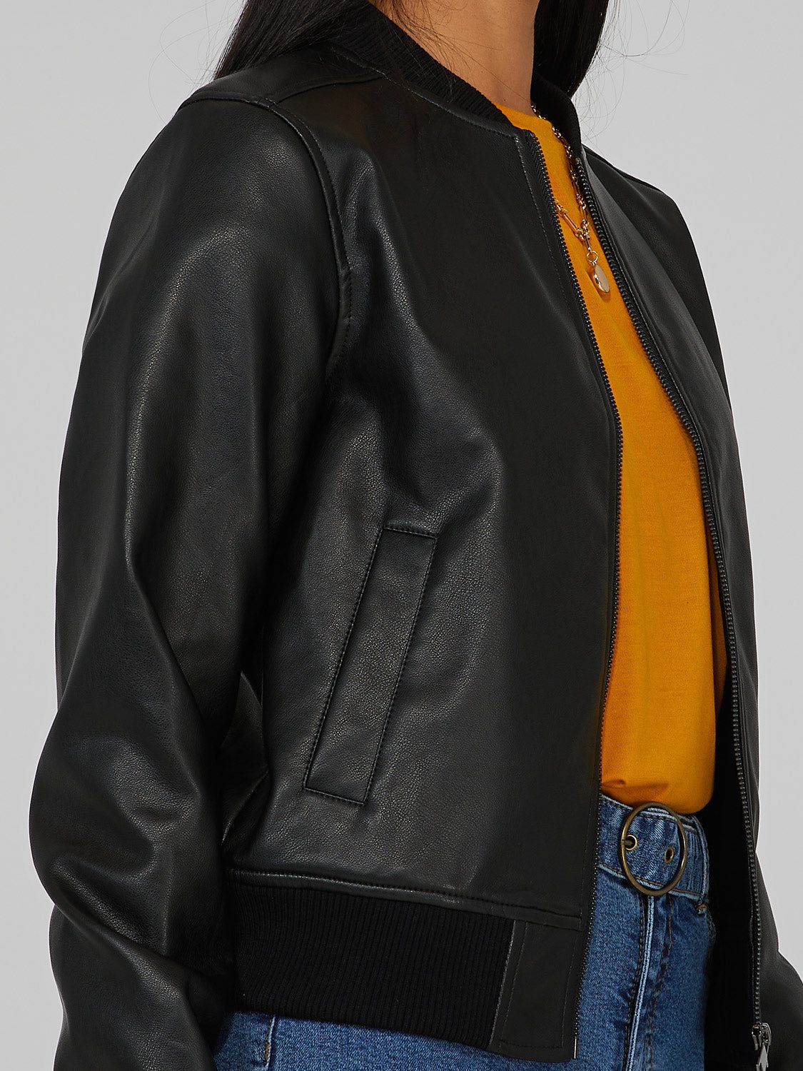 Faux Leather Bomber Jacket sold by Suzy Shier product image thumbnail 6