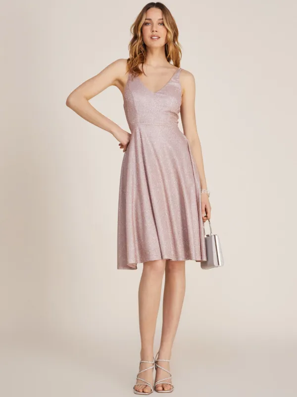 Glitter Knit V-Neck Fit & Flare Knee Length Dress sold by Suzy Shier