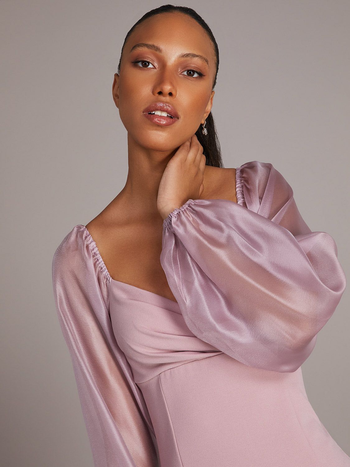 Long Puff Sleeve Knee Length Dress sold by Suzy Shier product image thumbnail 2