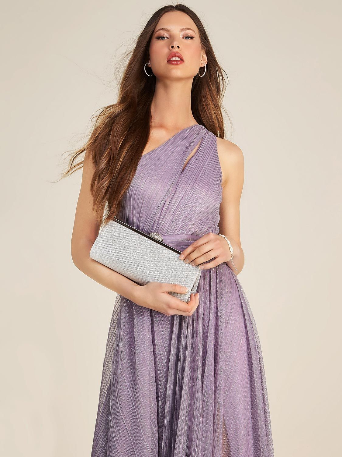 Glitter Minaudiere With Jewel Top Closure sold by Suzy Shier