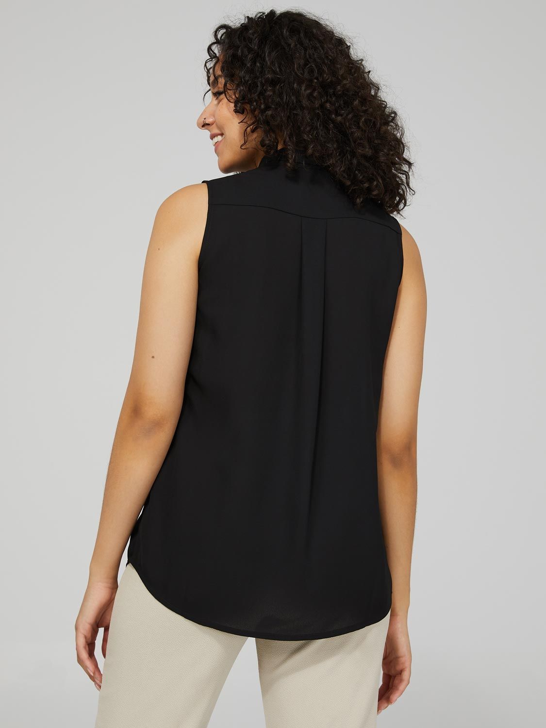 Sleeveless Chiffon V-Neck Top With Tie sold by Suzy Shier product image thumbnail 5