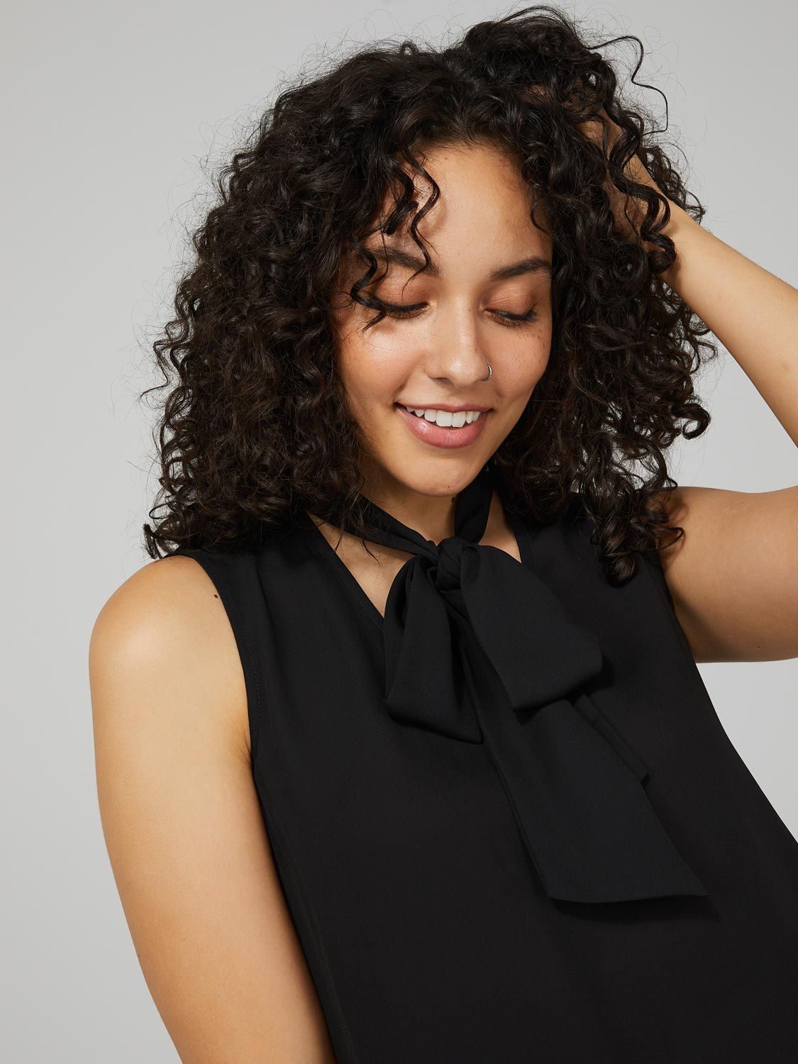 Sleeveless Chiffon V-Neck Top With Tie sold by Suzy Shier product image thumbnail 2