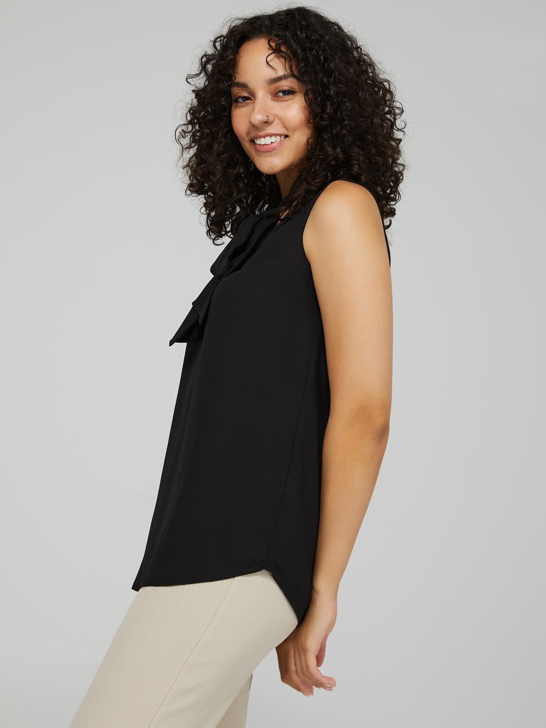 Sleeveless Chiffon V-Neck Top With Tie sold by Suzy Shier product image thumbnail 4