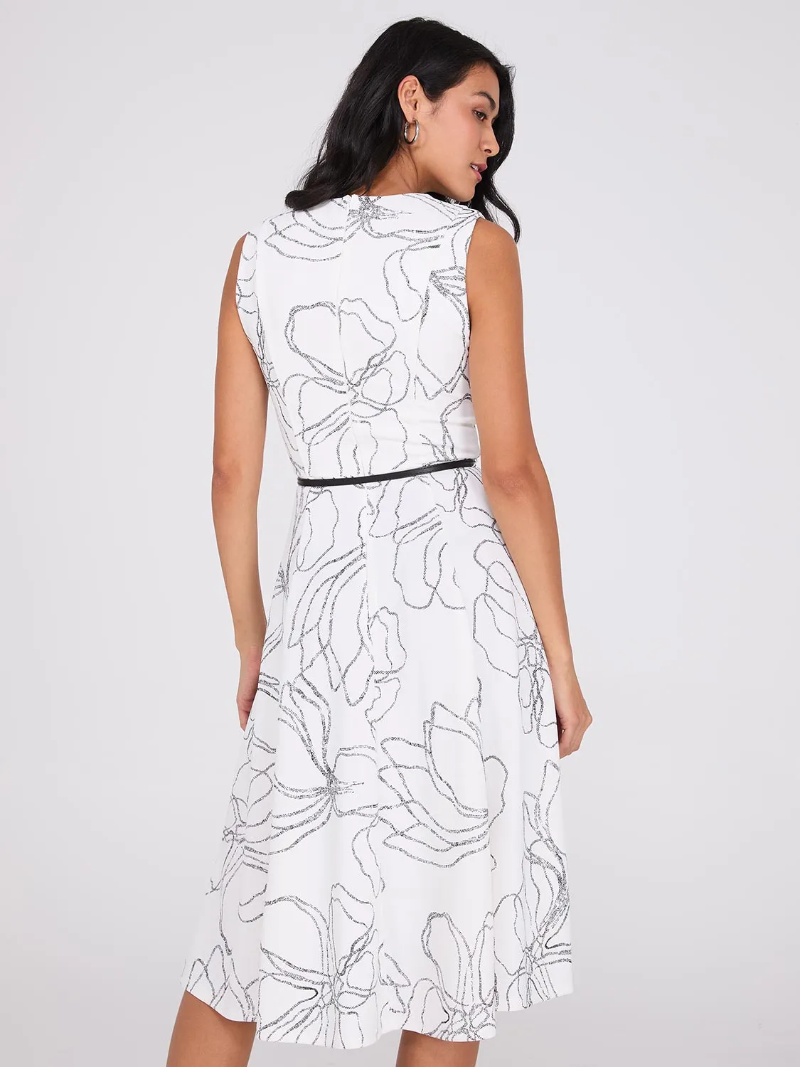 Sleeveless Floral Print Belted Dress sold by Suzy Shier product image thumbnail 4
