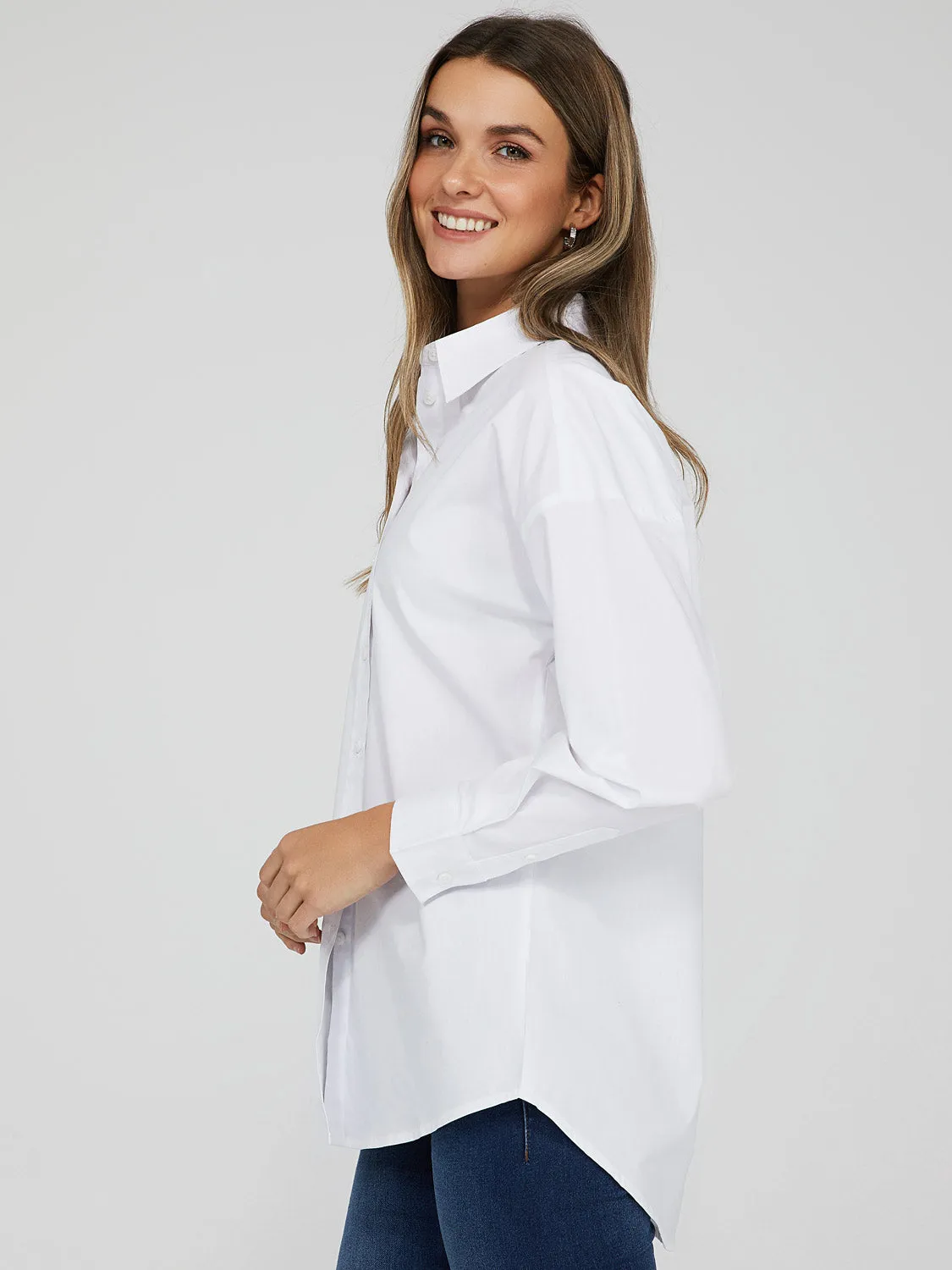 Oversized Long Sleeved Button Down Blouse sold by Suzy Shier product image thumbnail 3