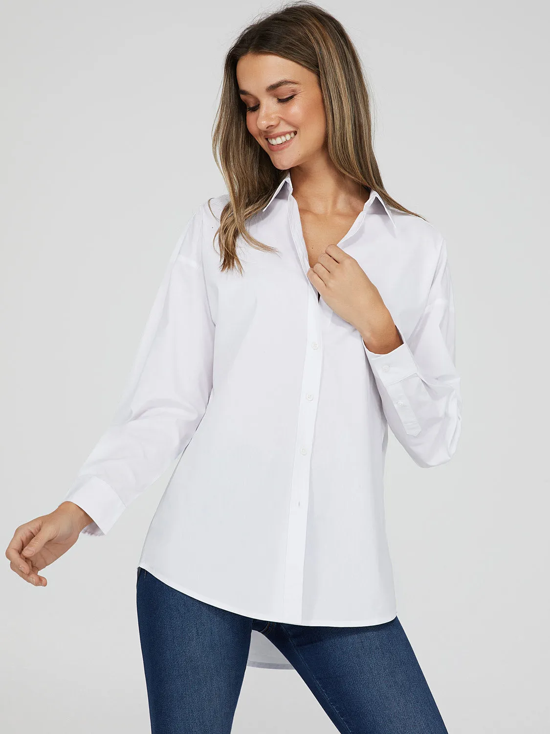Oversized Long Sleeved Button Down Blouse sold by Suzy Shier