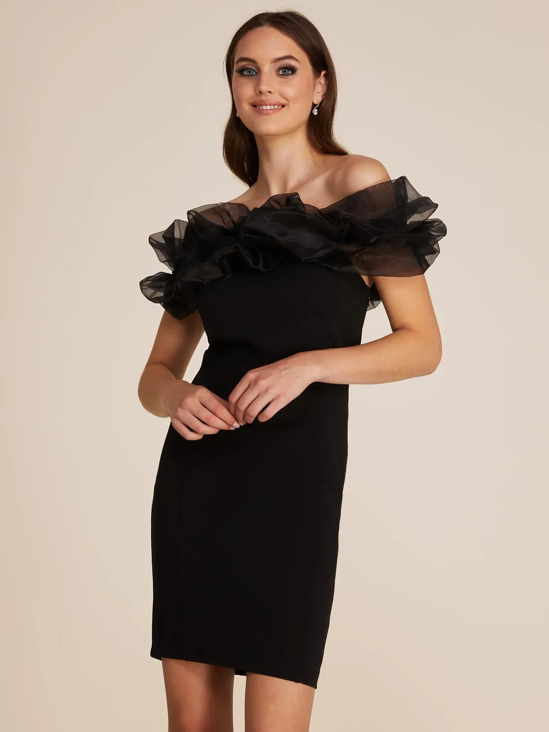 Organza Puff Off-The-Shoulder Fitted Mini Dress sold by Suzy Shier product image thumbnail 2