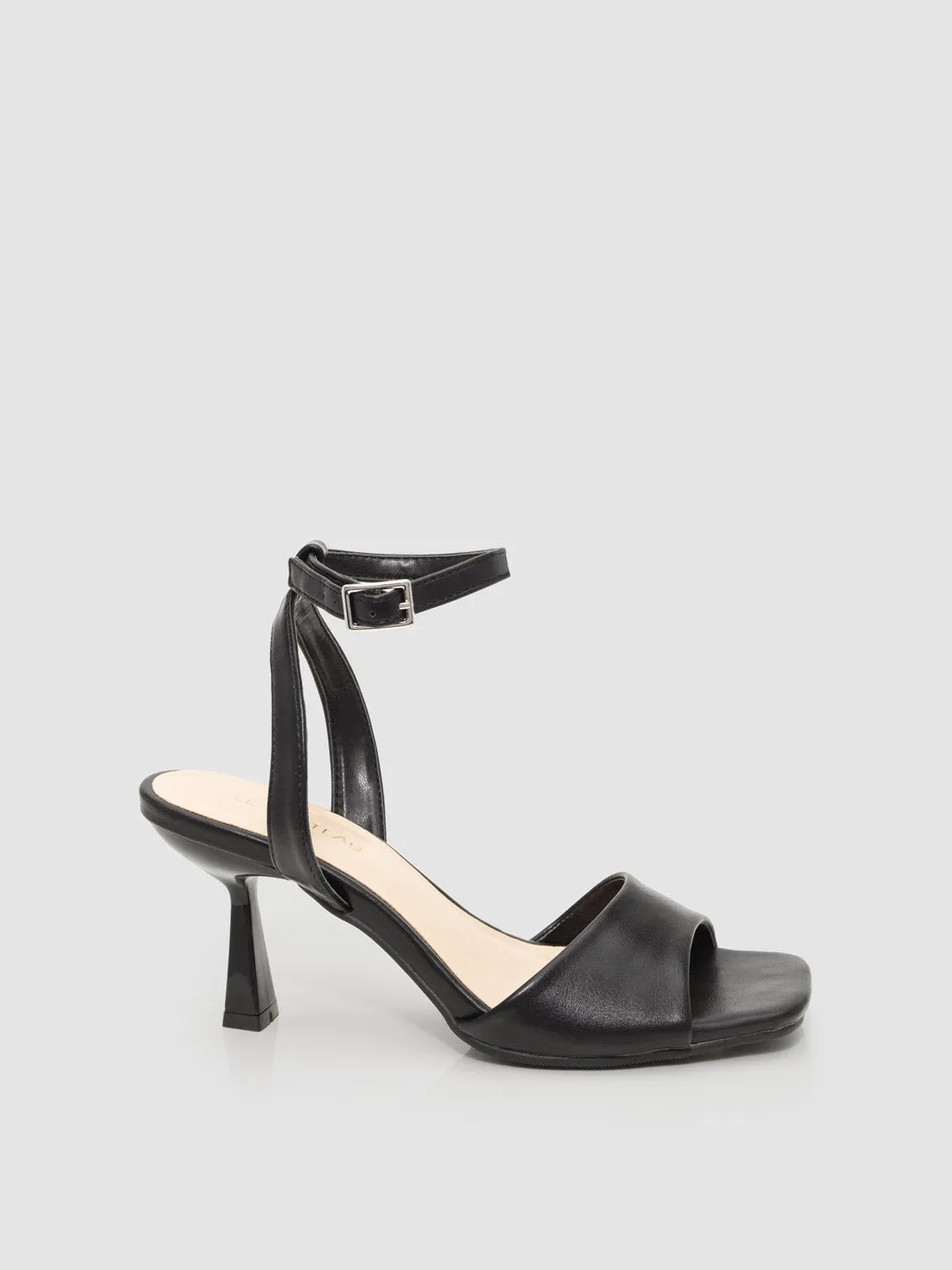 Square Toe Patent Faux-Leather High Heel Sandal sold by Suzy Shier