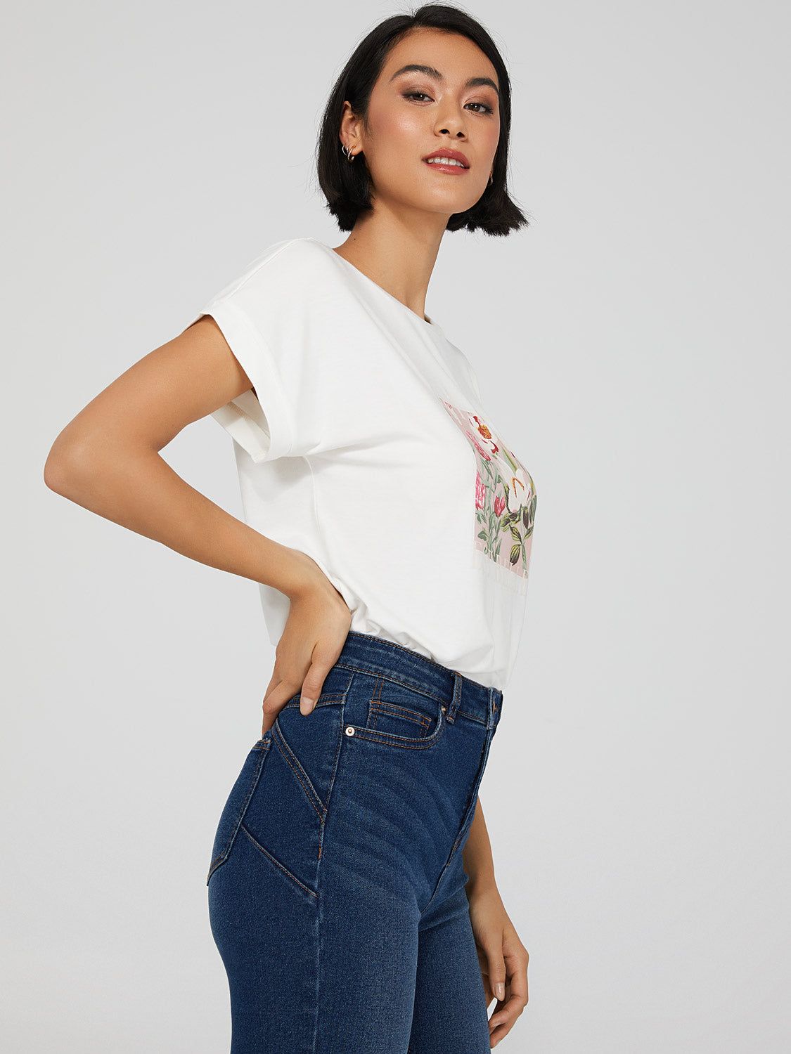 "Life Is Beautiful" Floral Graphic T-Shirt sold by Suzy Shier product image thumbnail 3