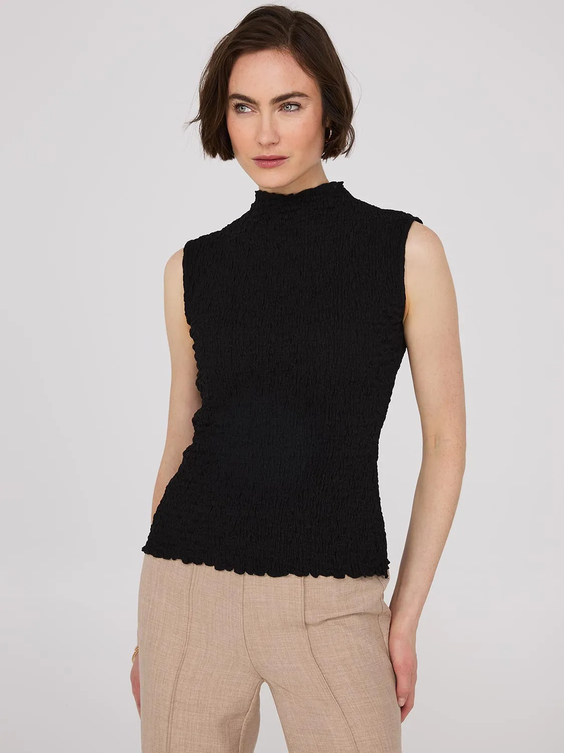 Sleeveless Textured Mock Neck Top sold by Suzy Shier