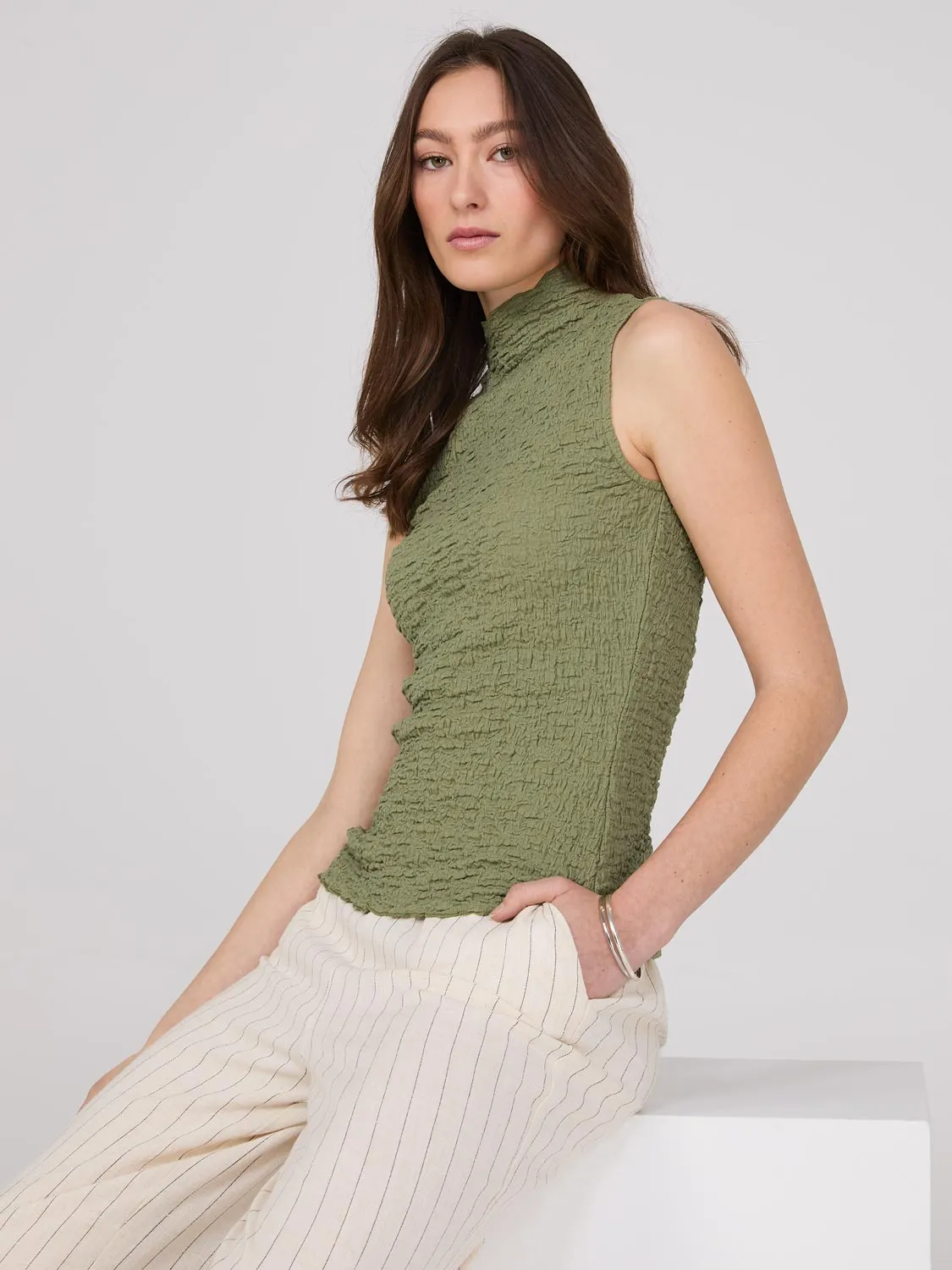 Sleeveless Textured Mock Neck Top sold by Suzy Shier product image thumbnail 2