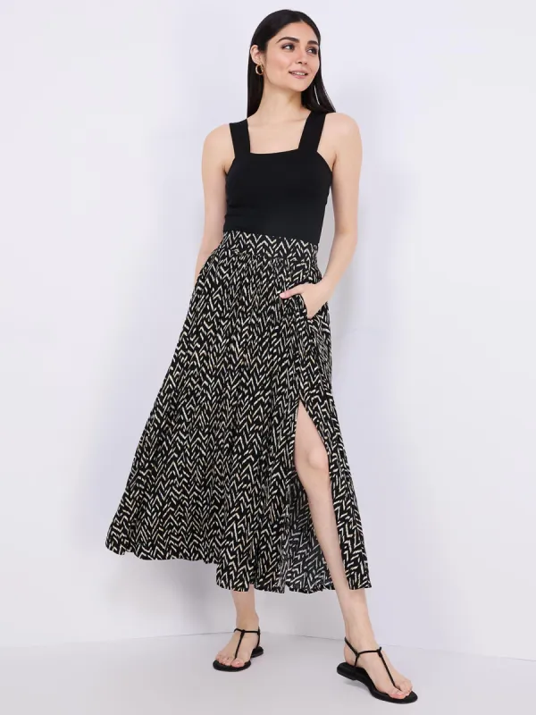 Animal Print Crinkle Maxi Skirt With Front Slit sold by Suzy Shier