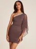One-Shoulder Mesh Mini Dress sold by Suzy Shier