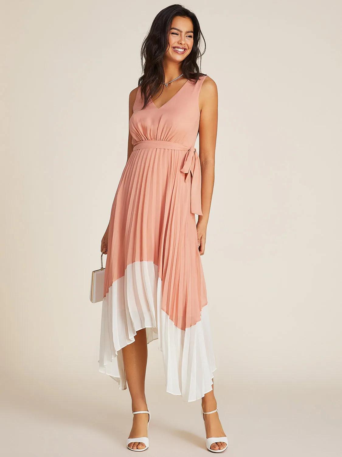 Sleeveless Pleated Chiffon Fit & Flare Knee Length Dress sold by Suzy Shier