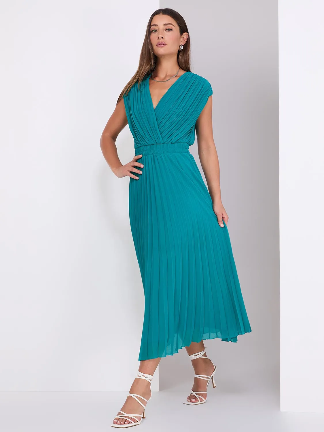 Pleated Dolman Sleeve Midi Dress sold by Suzy Shier