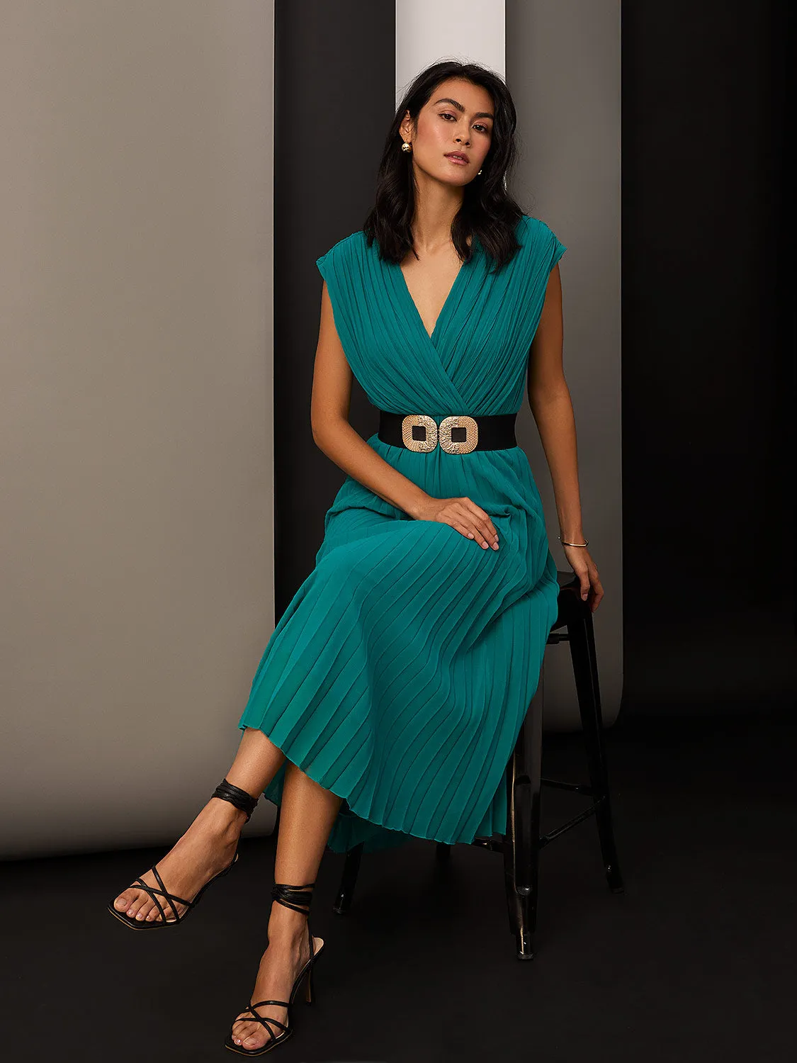 Pleated Dolman Sleeve Midi Dress sold by Suzy Shier product image thumbnail 2