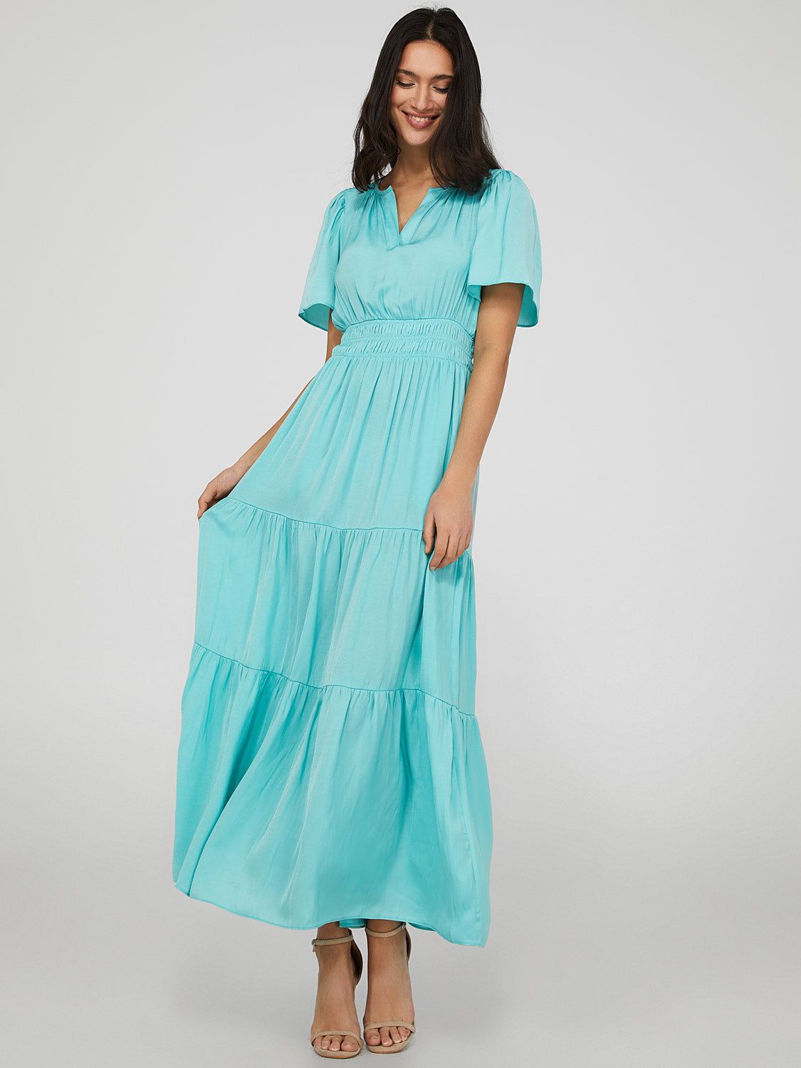 Satin 2-Tier Maxi Dress sold by Suzy Shier product image thumbnail 4