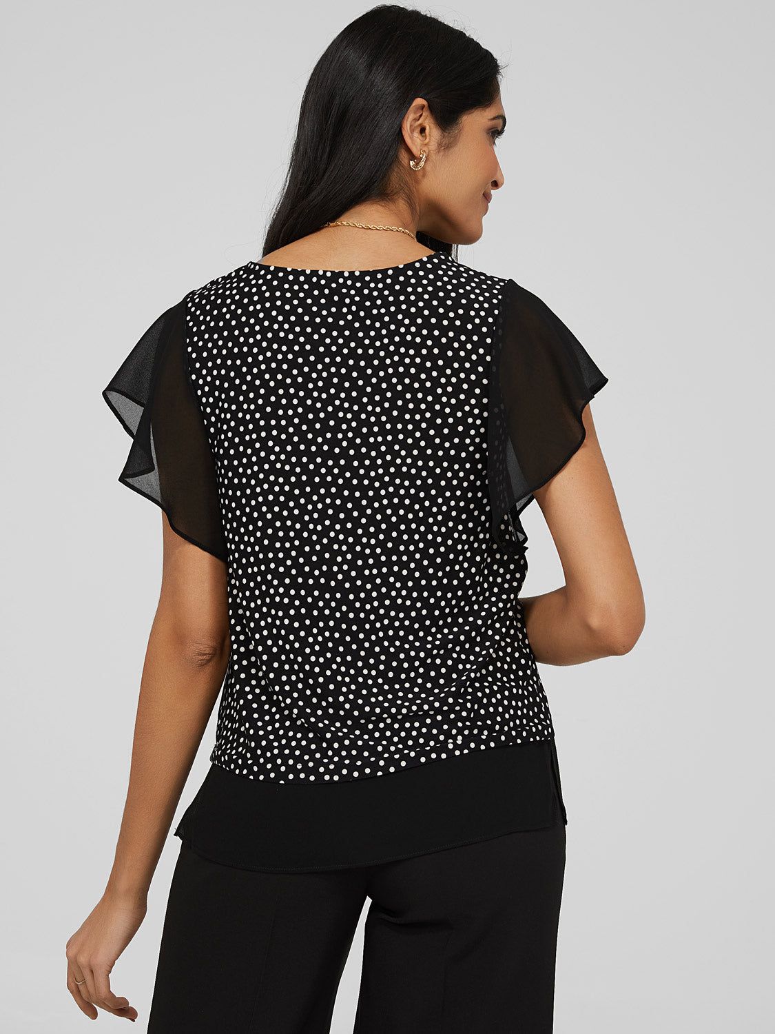 Printed 2-Fer Chiffon Crew Neck Top sold by Suzy Shier product image thumbnail 4