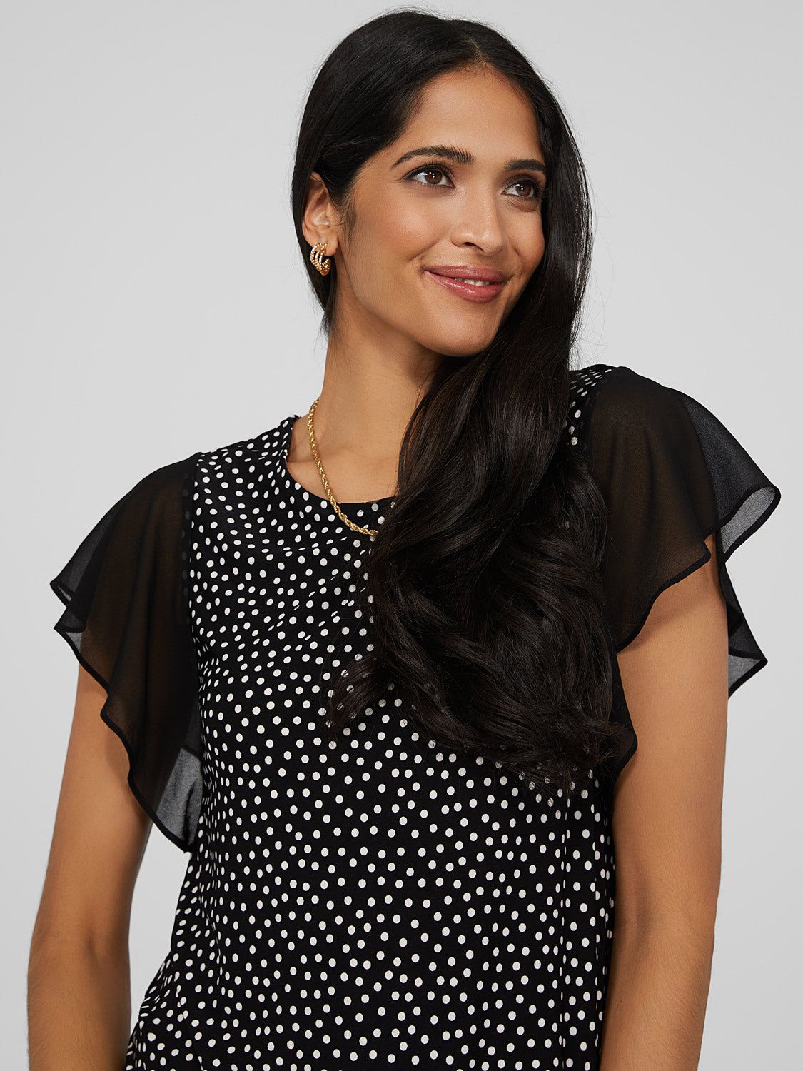 Printed 2-Fer Chiffon Crew Neck Top sold by Suzy Shier product image thumbnail 2