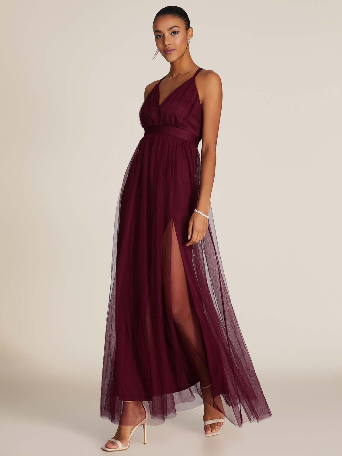 V-Neck Mesh Gown sold by Suzy Shier product image thumbnail 5