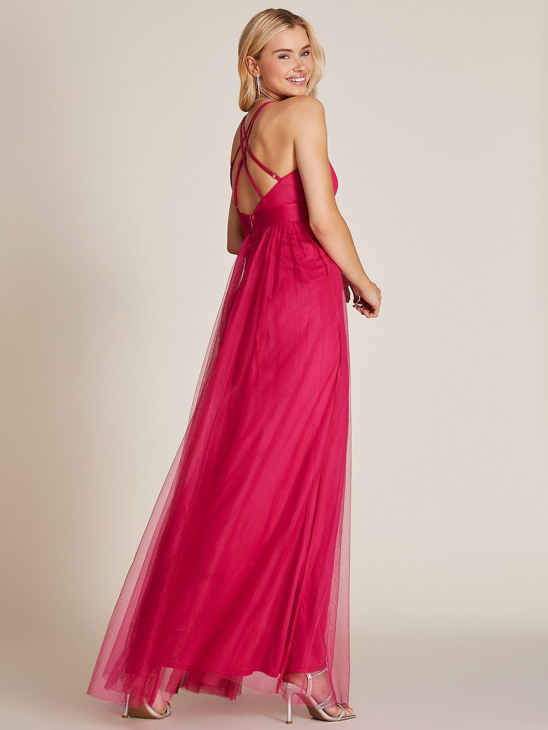 V-Neck Mesh Gown sold by Suzy Shier product image thumbnail 2