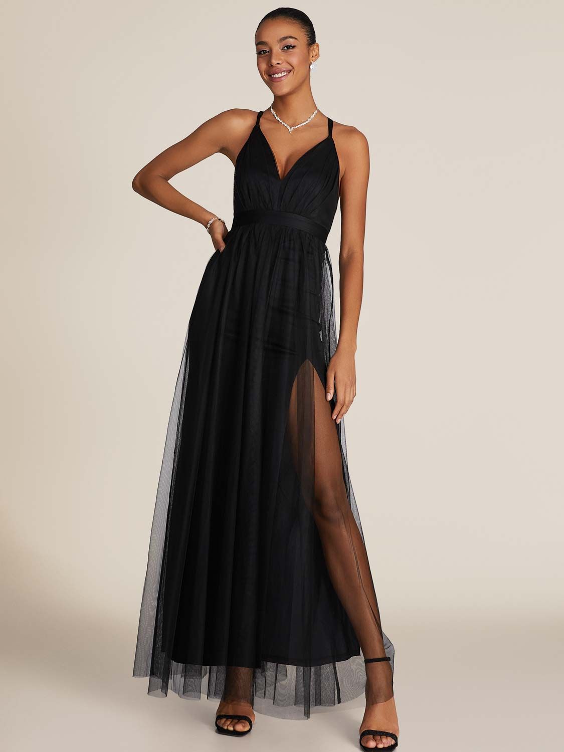 V-Neck Mesh Gown sold by Suzy Shier product image thumbnail 13