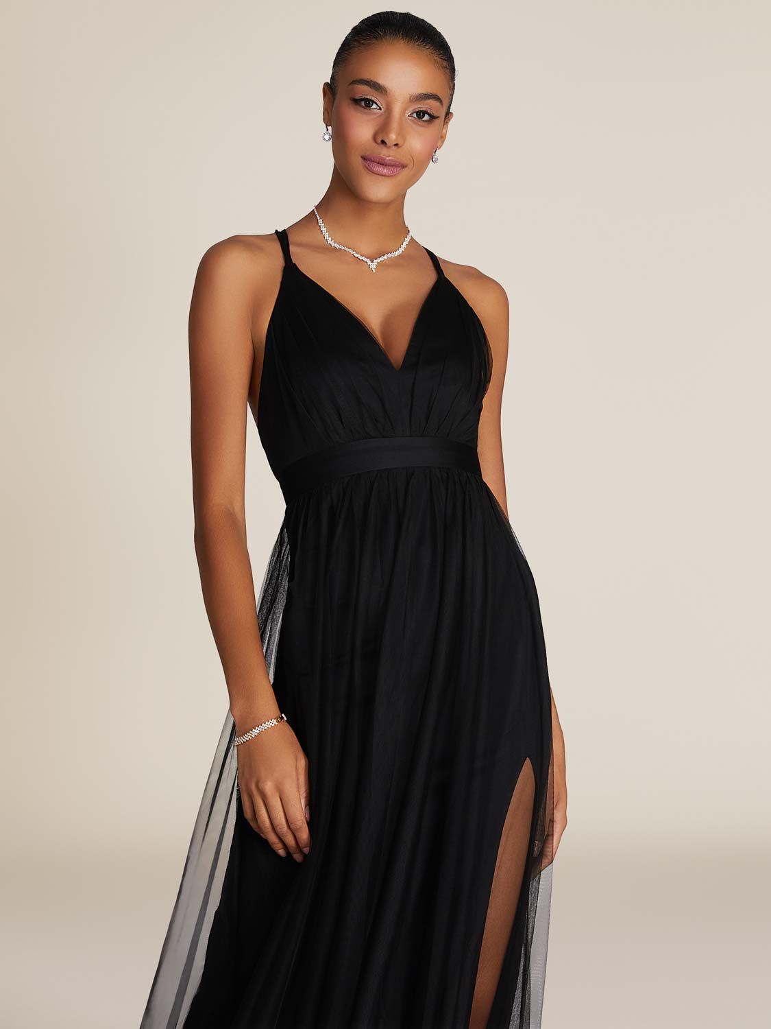 V-Neck Mesh Gown sold by Suzy Shier product image thumbnail 15