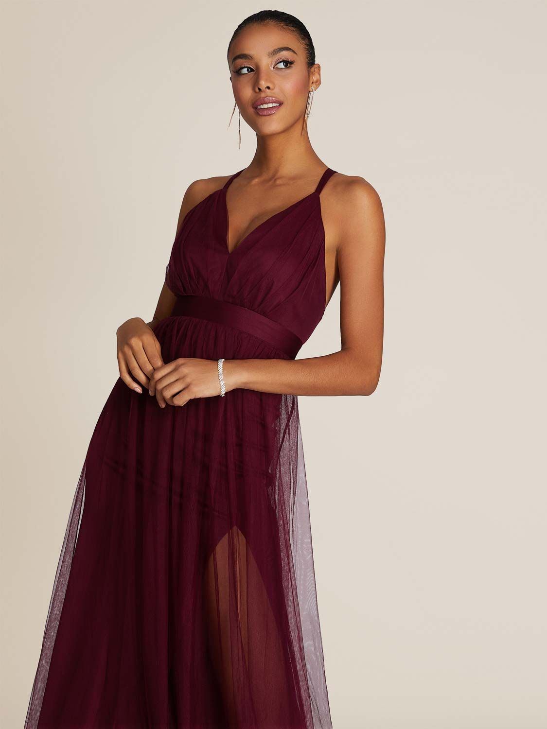 V-Neck Mesh Gown sold by Suzy Shier product image thumbnail 7