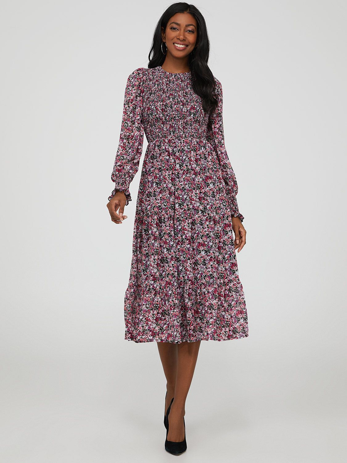 Printed Chiffon Midi Dress sold by Suzy Shier product image thumbnail 4